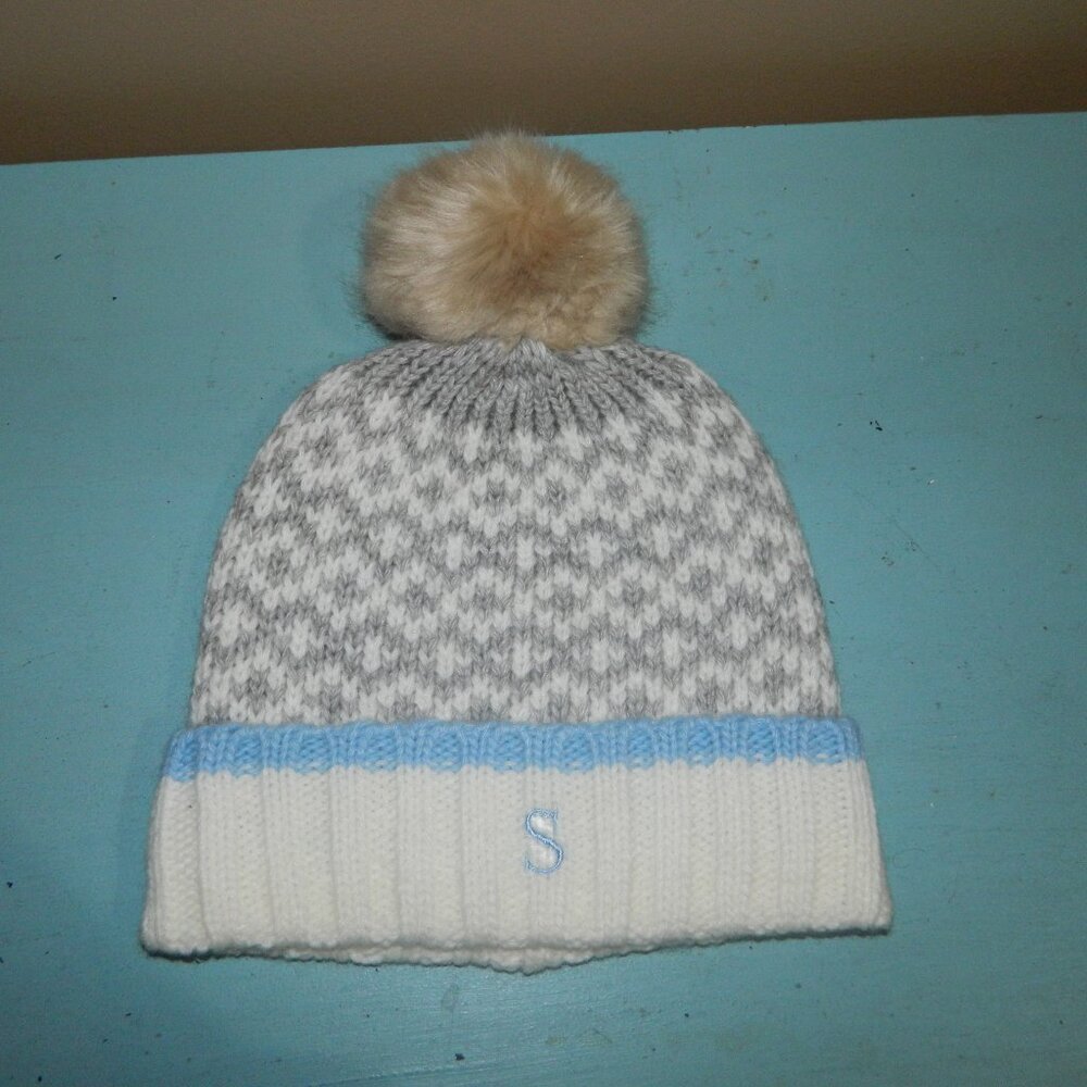 Mark & Graham Patterned Pom Pom Hat Wool Blend (RR-12)